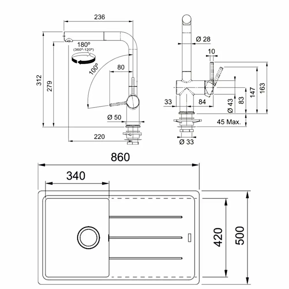 Franke Basis Bfg 611-86 Granit Eviye + Active Plus Doccia 2.0 Armatür (Bianco) Hemen Al
