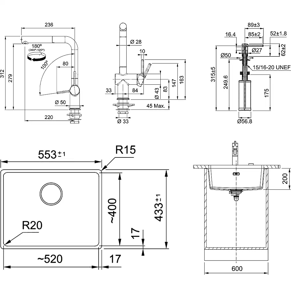 Franke Maris MRG 110-52 Granit Evye + Active Plus Doccia 2.0 Armatür + Sıvı Sabunluk (Slate Grey) Hemen Al