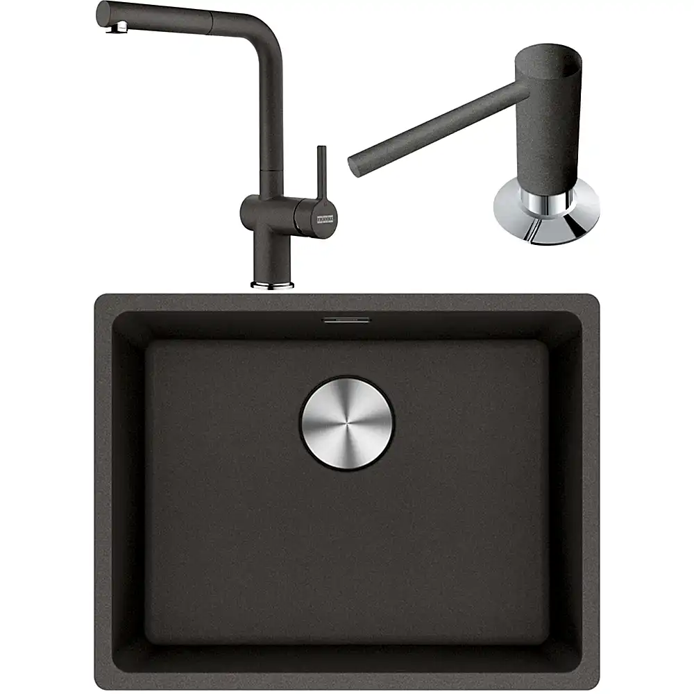 Franke Maris MRG 110-52 Granit Evye + Active Plus Doccia 2.0 Armatür + Sıvı Sabunluk (Stone Grey) Hemen Al