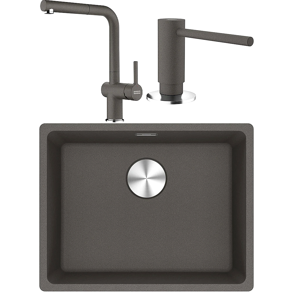 Franke Maris MRG 110-52 Granit Evye + Active Plus Doccia 2.0 Armatür + Sıvı Sabunluk (Slate Grey) Hemen Al