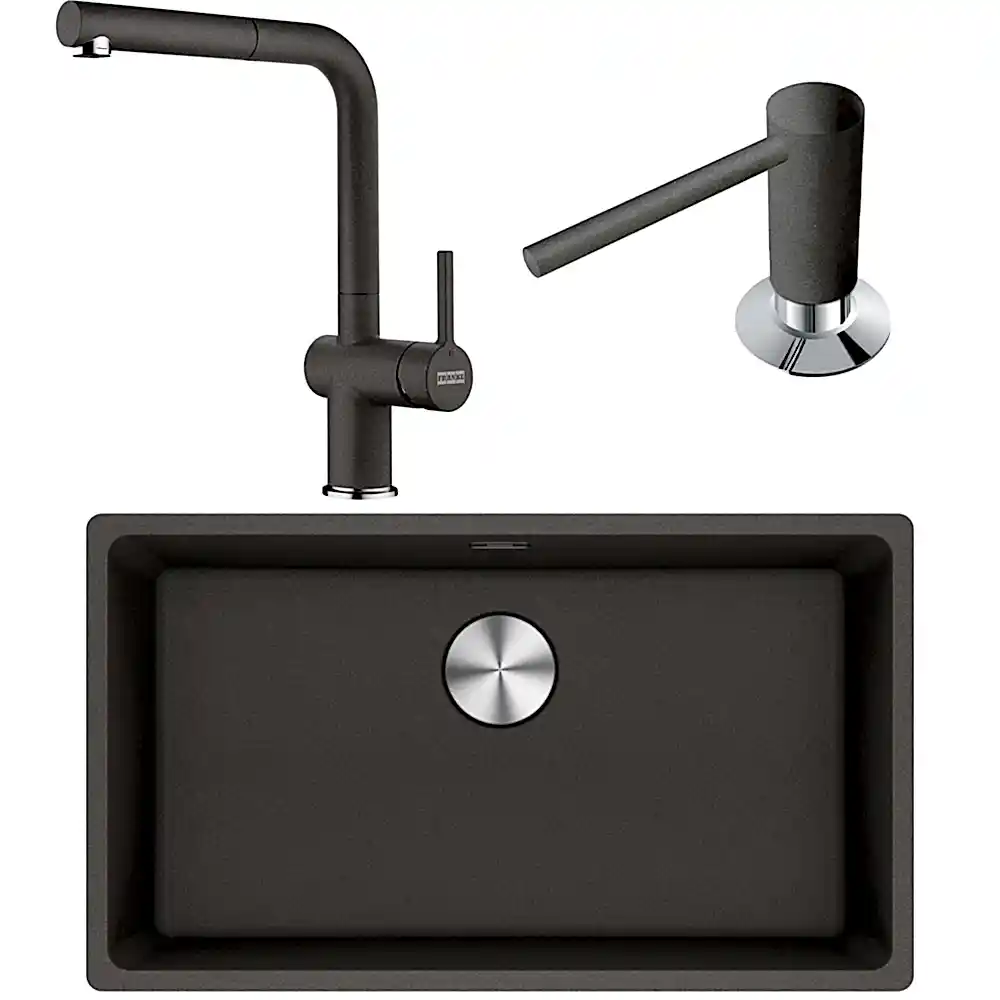 Franke Maris MRG 110-72 Granit Evye + Active Plus Doccia 2.0 Armatür + Sıvı Sabunluk (Stone Grey) Hemen Al