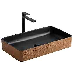 Lena E-4061P Siyah Bej Tezgah Üstü Lavabo