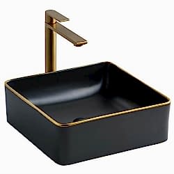 Lena E-4070S Siyah Altın Tezgah Üstü Lavabo