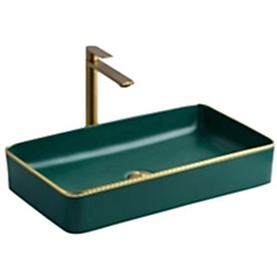 Lena E-4071Y Yeşil Altın Tezgah Üstü Lavabo