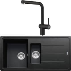 Franke Basis Bfg 651-97 1,5 Gözlü Granit Evye + Active Plus Doccia 2.0 Armatür (Nero)