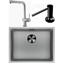 Franke Maris MRG 110-52 Granit Evye + Active Plus Doccia 2.0 Armatür + Sıvı Sabunluk (Bianco)