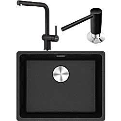 Franke Maris MRG 110-52 Granit Evye + Active Plus Doccia 2.0 Armatür + Sıvı Sabunluk (Nero)