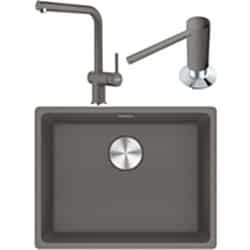 Franke Maris MRG 110-52 Granit Evye + Active Plus Doccia 2.0 Armatür + Sıvı Sabunluk (Stone Grey)