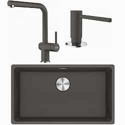 Franke Maris MRG 110-72 Granit Evye + Active Plus Doccia 2.0 Armatür + Sıvı Sabunluk (Slate Grey)