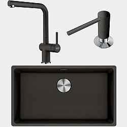 Franke Maris MRG 110-72 Granit Evye + Active Plus Doccia 2.0 Armatür + Sıvı Sabunluk (Stone Grey)