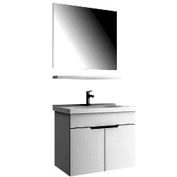 Kale Stora 80 Cm Parlak Beyaz Banyo Dolabı Takımı