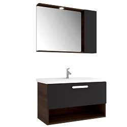 Kale Trevi 100 Cm Antrasit-Ceviz Banyo Dolabı Takımı