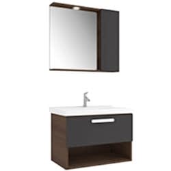 Kale Trevi 80 Cm Antrasit-Ceviz Banyo Dolabı Takımı