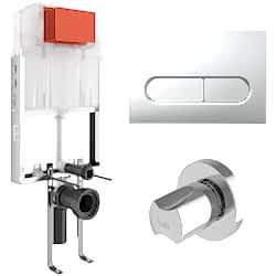 Kale Triton 3/6L Duvar İçi Gömme Rezervuar + Capsule Parlak Krom Panel + V100 Ankastre Stop Valf