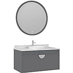 Orka Molino 100 Cm Gri Banyo Dolabı Takımı (Krom Kulp)