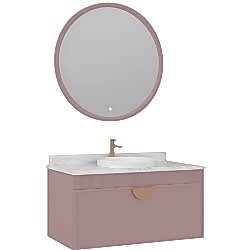 Orka Molino 100 Cm Pudra Banyo Dolabı Takımı (Altın Kulp)