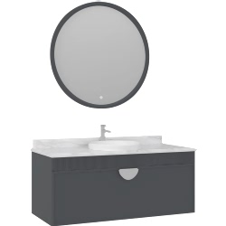 Orka Molino 120 Cm Antrasit Banyo Dolabı Takımı (Krom Kulp)