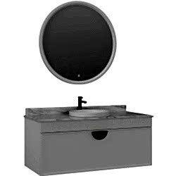 Orka Molino 120 Cm Beyaz Banyo Dolabı Takımı (Altın Kulp)