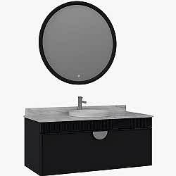 Orka Molino 120 Cm Gri Banyo Dolabı Takımı (Krom Kulp)