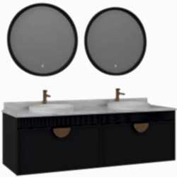 Orka Molino 160 Cm Gri Banyo Dolabı Takımı (Altın Kulp)